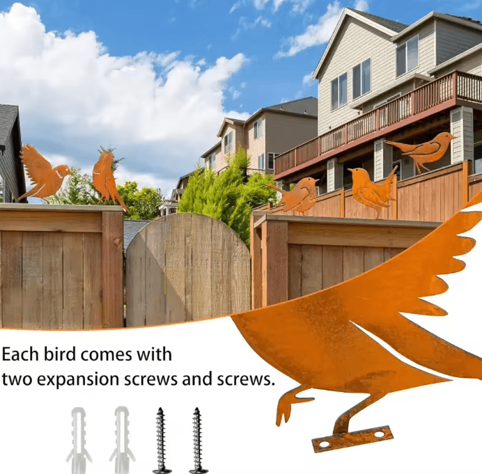 Rusty Metal Bird Silhouette Garden Stake – Rustic Outdoor Yard Art for Farmhouse Patio & Garden