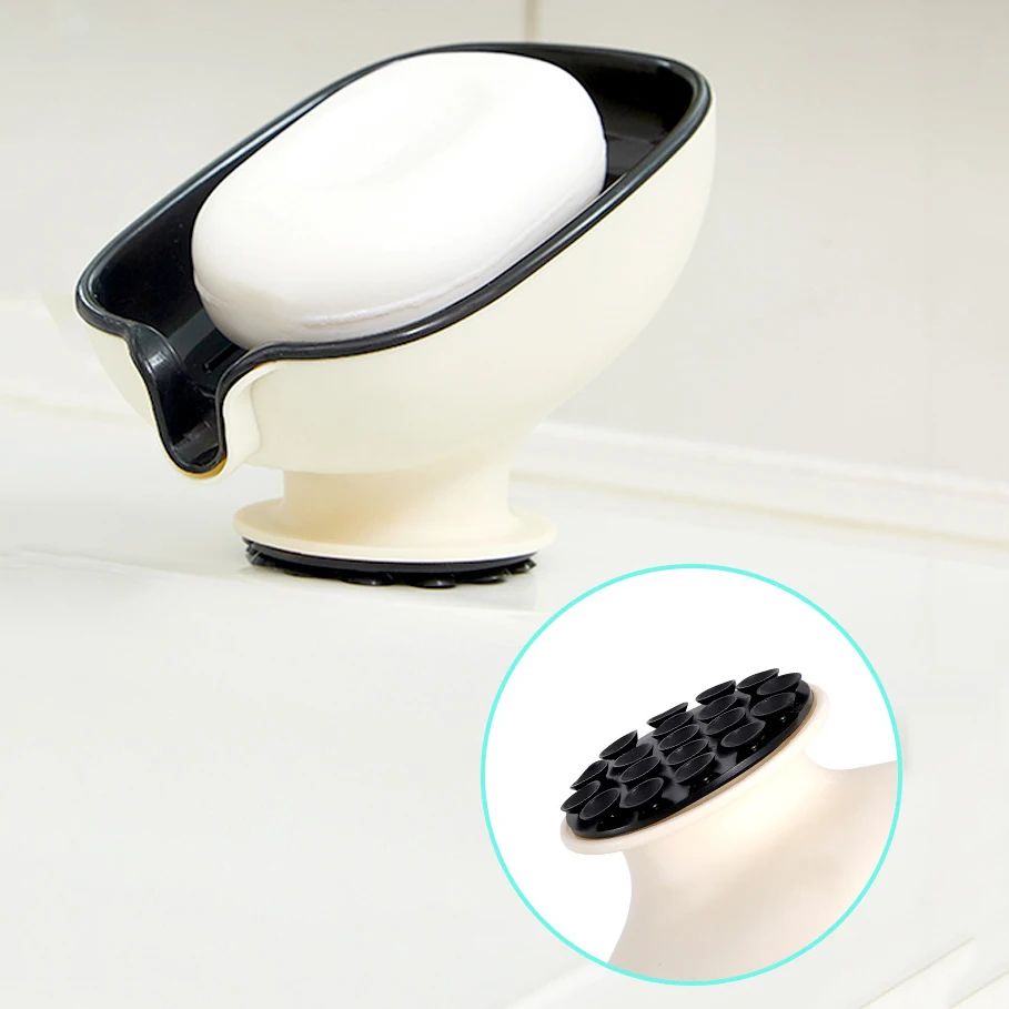 AquaLift Wall-Mount Suction Cup Soap Holder with Drain Tray – No Drill Bathroom Shelf