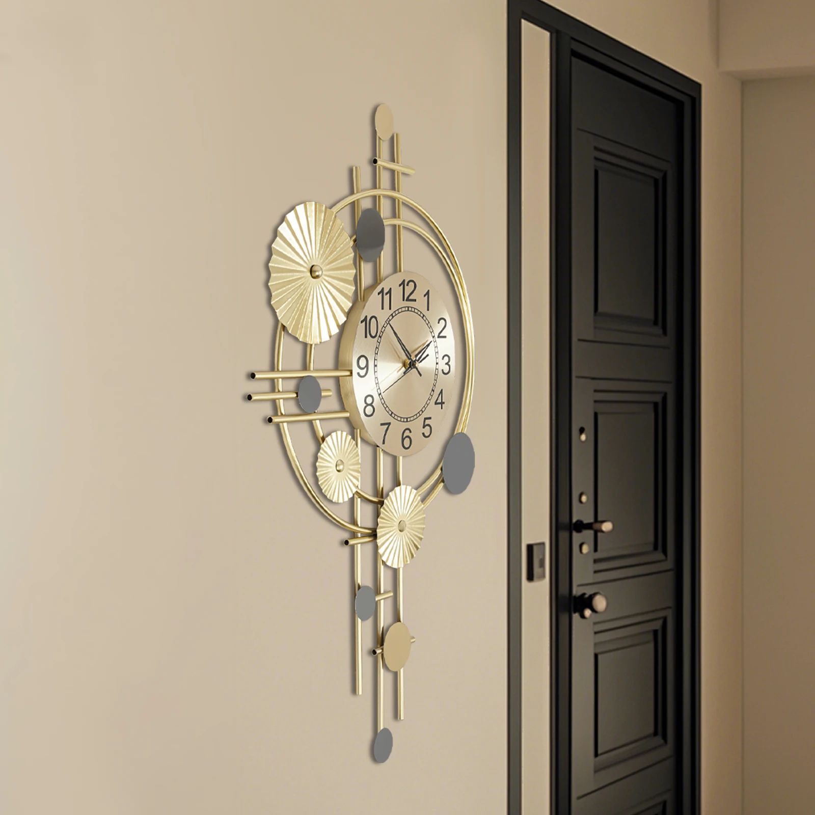 Modern Silent Decorative Iron Wall Clock for Living Room