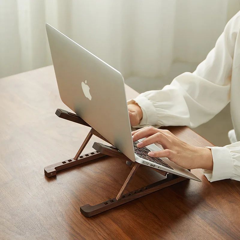 Foldable Wooden Laptop Stand Adjustable Height
