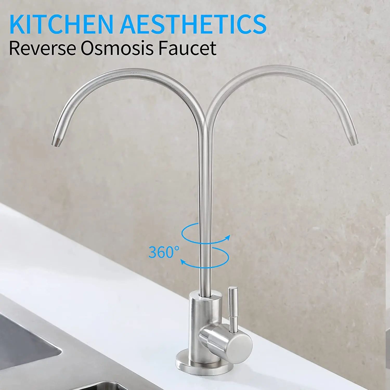 Premium Lead-Free Filtered Faucet Fits Reverse Osmosis Units, Kitchen Water Filtration System Faucet with Swivel Spout