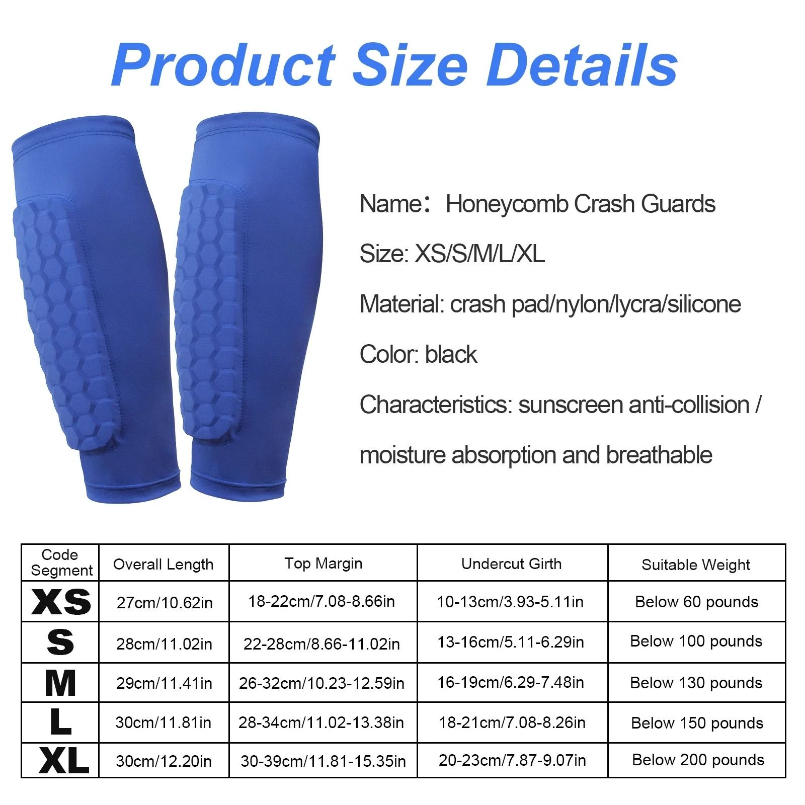 Honeycomb Football Shin Guards Lightweight Ergonomic Calf Protection Pads