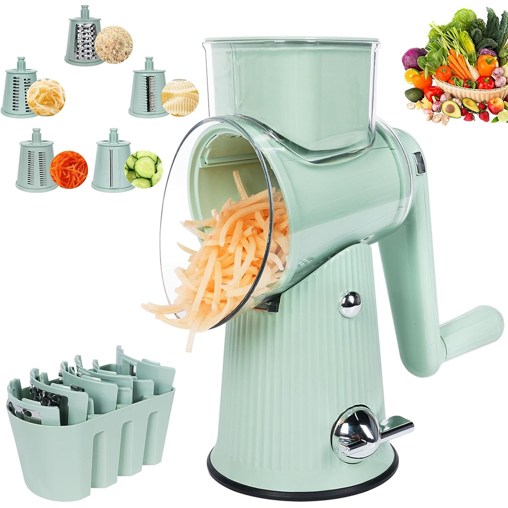 Rotary Cheese Grater & Hand Crank Vegetable Slicer Multifunction Kitchen Mandoline