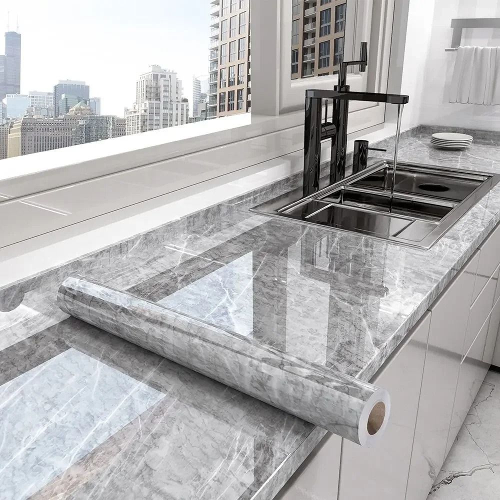 Waterproof Marble Peel and Stick Wallpaper – Modern Self-Adhesive Kitchen & Bathroom Contact Paper
