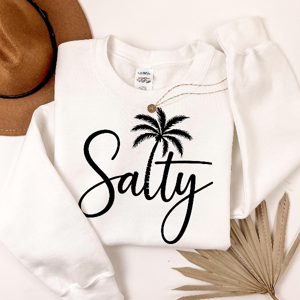 Salty Sweatshirt Coastal Beach Graphic Pullover Summer Vibes Crewneck Gift