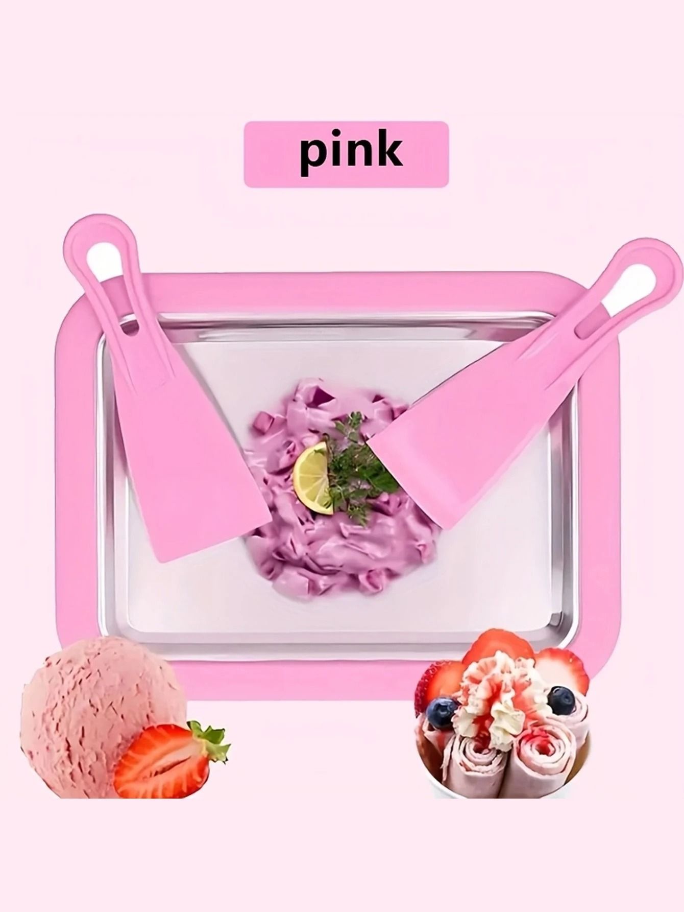Rolling Ice Cream Maker with Rapid Cooling Plate and Dessert Tray