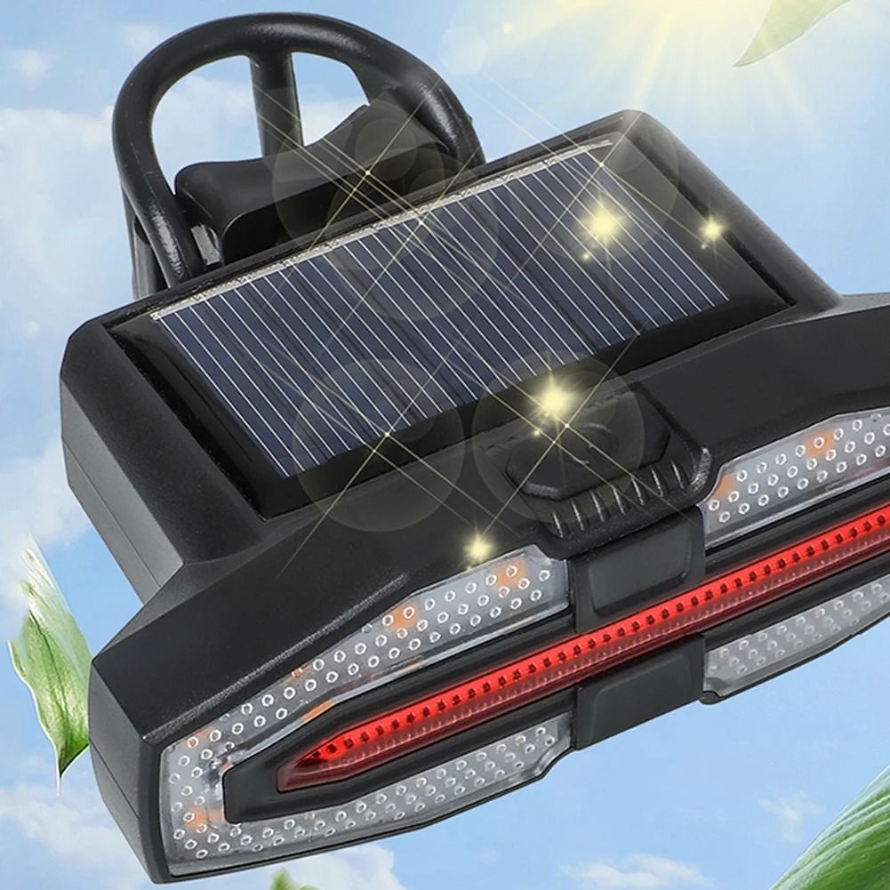 Solar LED Bicycle Turn Signal Taillight with Remote Control Type C Rechargeable