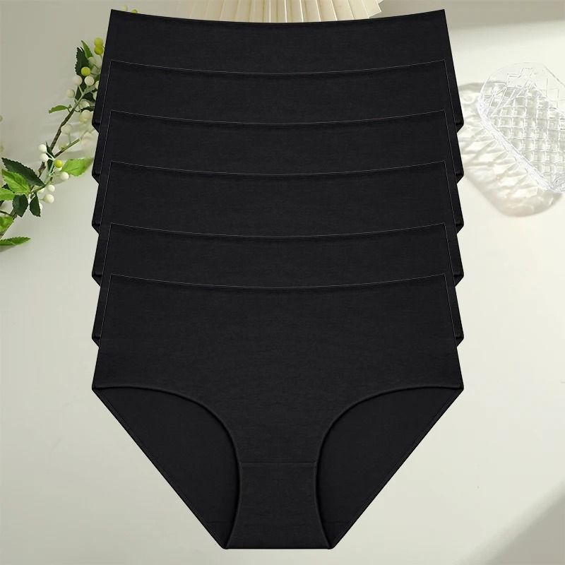 6 Piece Womens Cotton High Waist Seamless Briefs Breathable Everyday Underwear Set