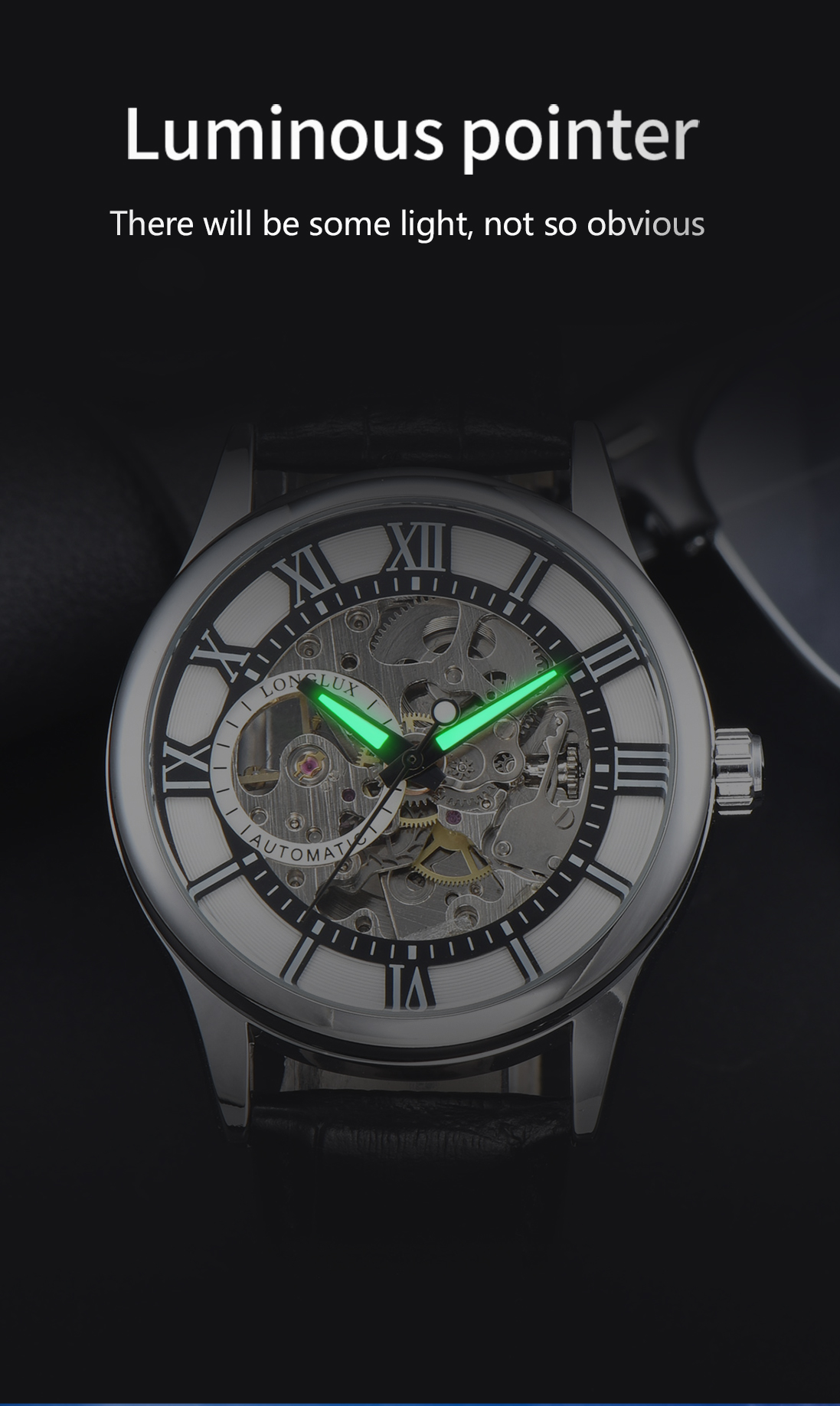 Waterproof Hollow Leather Men's Watch Automatic Mechanical Rome Watch