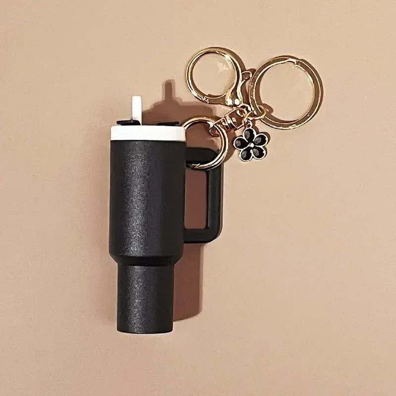 Cute Ice Cup Keychain Lipstick Holder Flower Pendant Bag Charm