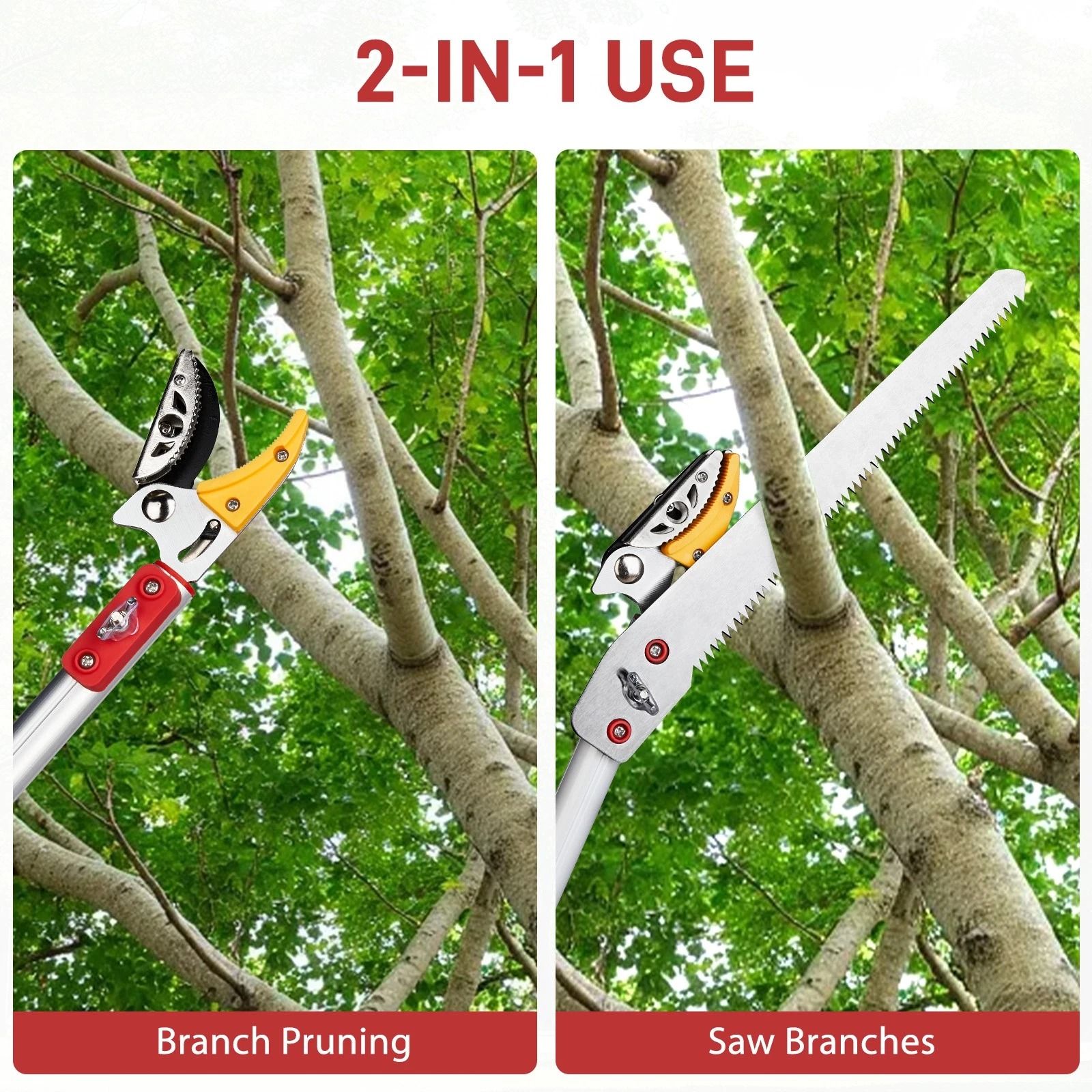 Telescopic Pole Pruner & Fruit Picker, Tree Branch Cutter, Adjustable & Lightweight