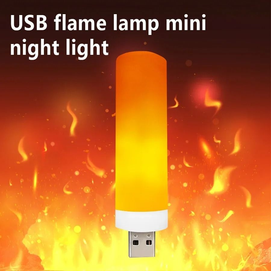 USB LED Flame Effect Light Bulb with Flickering Fire Simulation