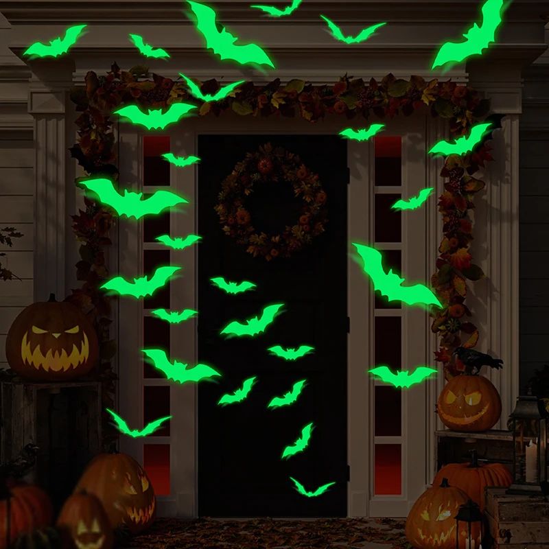 Glow in the Dark Halloween Wall Stickers Bat Window Decorations