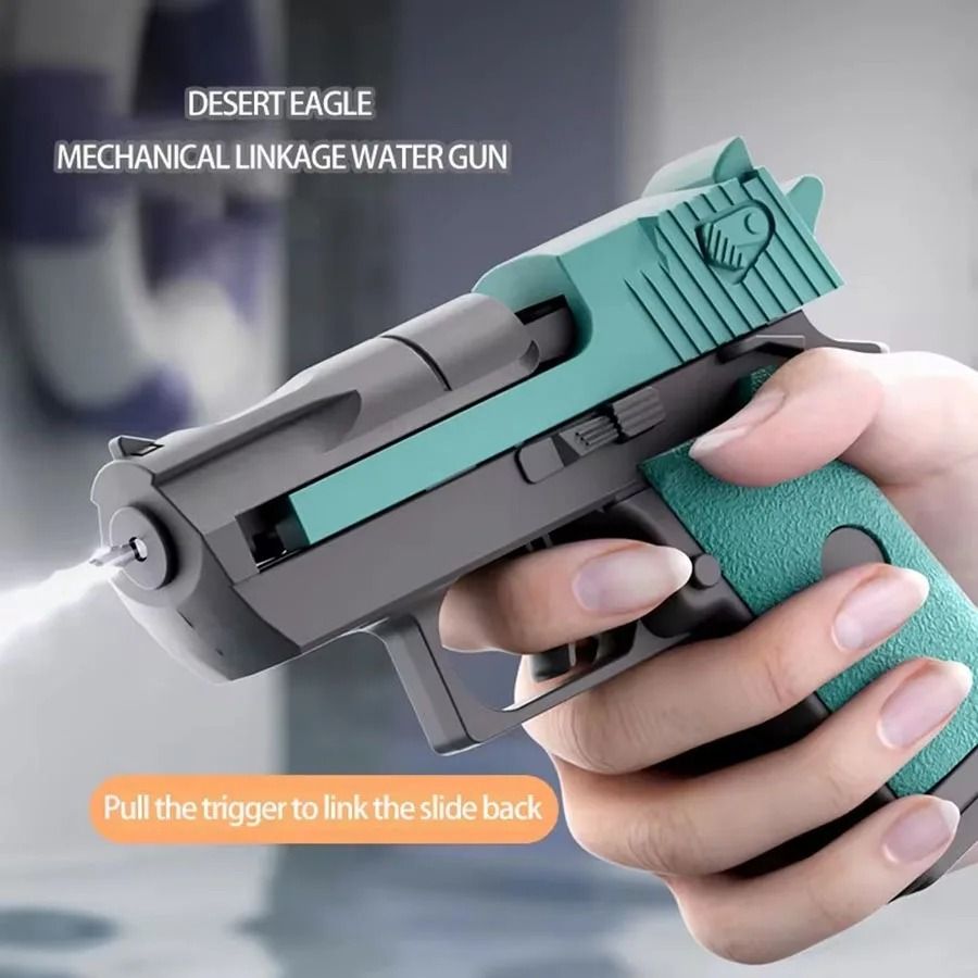 Mini Desert Eagle Water Gun – Mechanical Continuous Firing Summer Toy for Kids