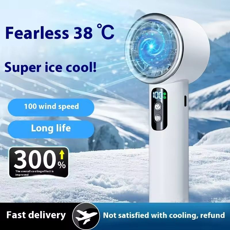 Mini Ice Compress Handheld Fan with 3 Speeds and Rechargeable Turbo Coolin