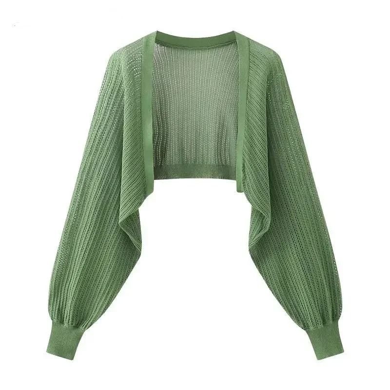 Womens Ice Silk Knitted Cardigan Top