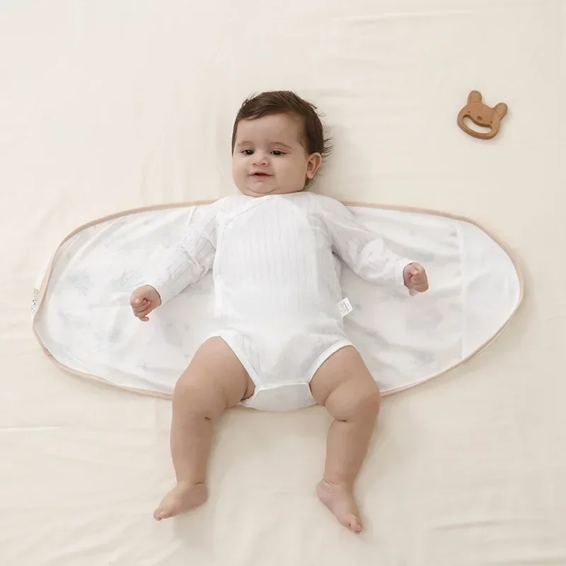 Cotton Baby Swaddle Wrap, Anti Startle Muslin Swaddling Blanket, Newborn Sleeping Blanket