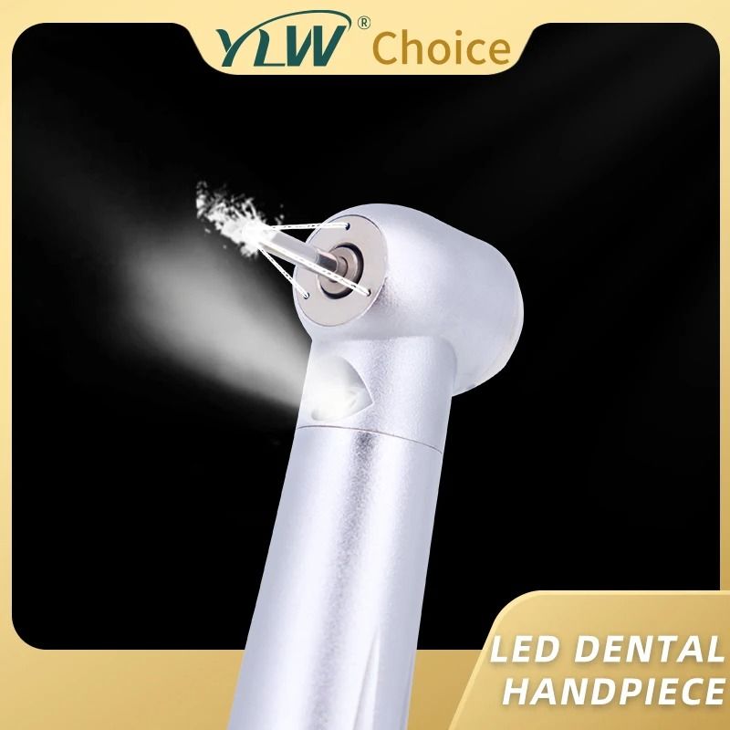 LED Dental Handpiece High Speed Push Button Air Turbine with Triple Water Spray and Ceramic Bearings
