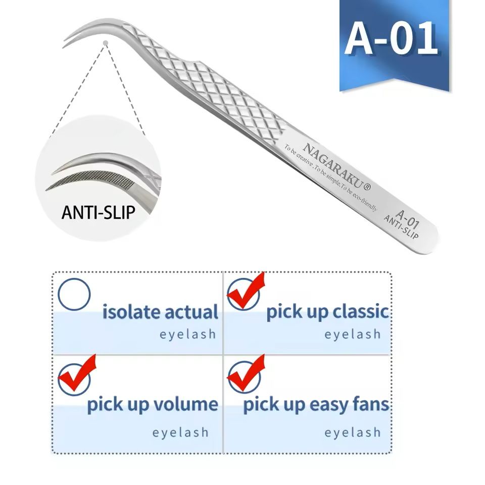 Womens Stainless Steel Eyelash Extension Tweezers