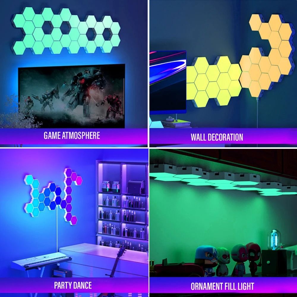 RGB Bluetooth LED Hexagon Wall Light with App and Remote Control
