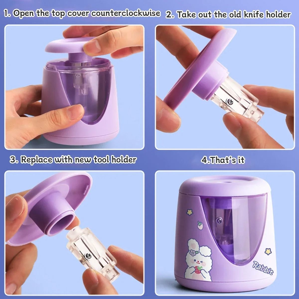 Electric Automatic Pencil Sharpener Cartoon Space Design Kids School and Office Stationery