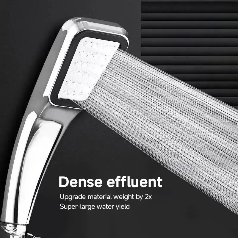 Square Handheld Pressurized Shower Head 300-Hole Water Saving Rainfall Spray