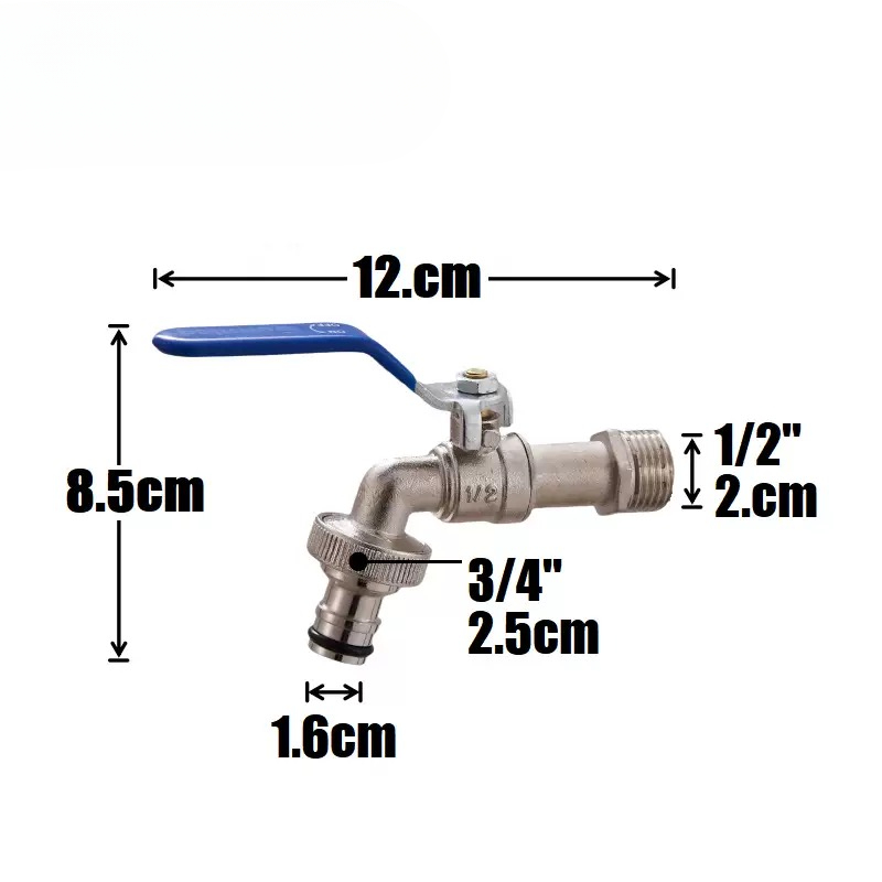 Dual Outlet Zinc Alloy Garden Faucet Heavy Duty Outdoor Bibcock for Irrigation and Home Use