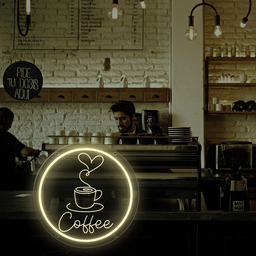 Coffee Bar LED Neon Sign – Wall Hanging Decor Light for Cafe, Restaurant, Kitchen & Home Coffee Corner, Bright Luminous