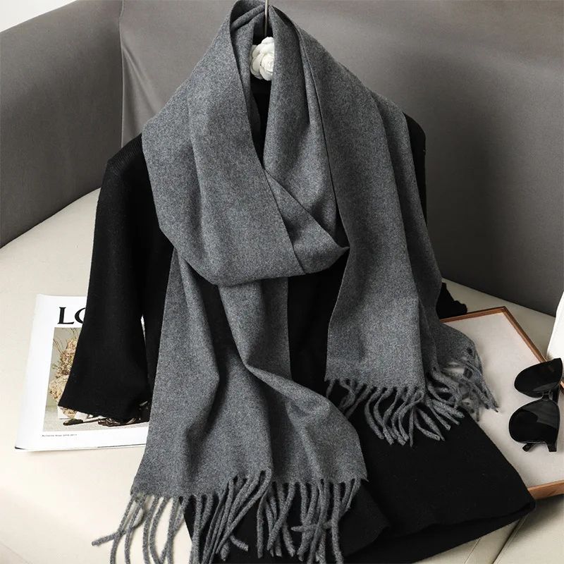 Luxe Winter Cashmere-Feel Women's Scarf Shawl with Tassels