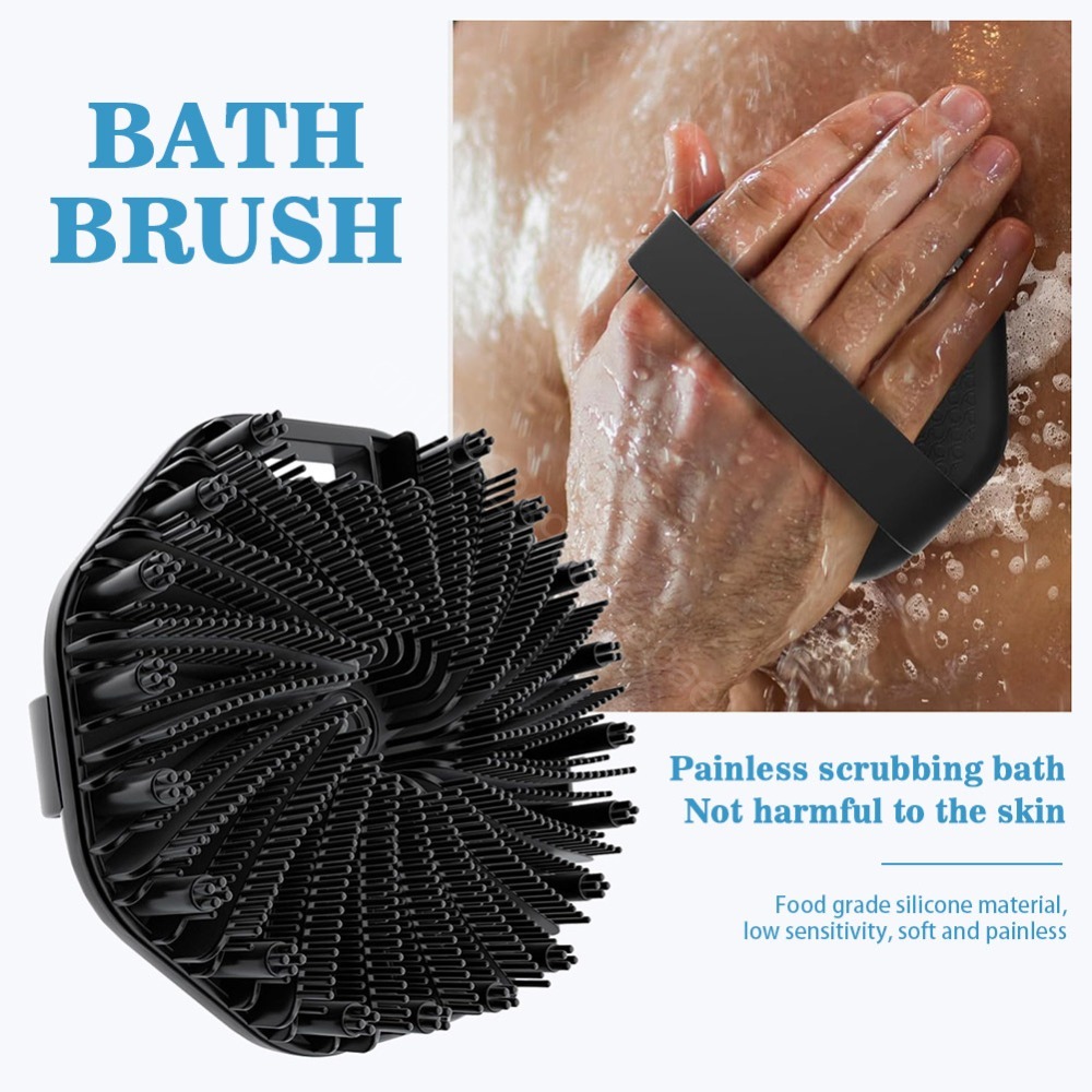Soft Silicone Back Scrub Brush with Handle - Exfoliating Bath Sponge for Skin Massaging