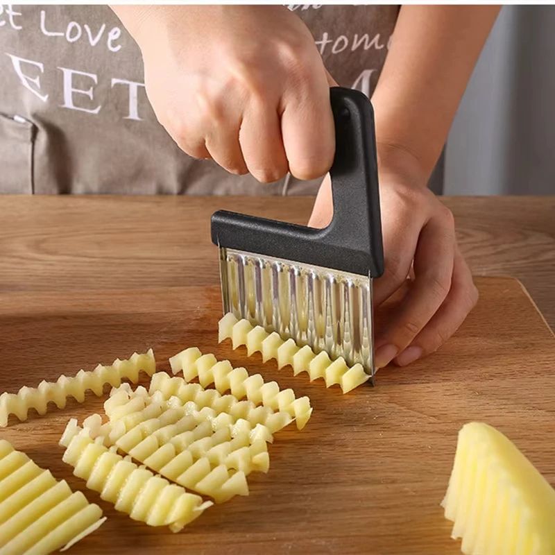 Ultimate Crinkle Cut Potato Slicer & Wavy Vegetable Cutter – Manual French Fry Maker