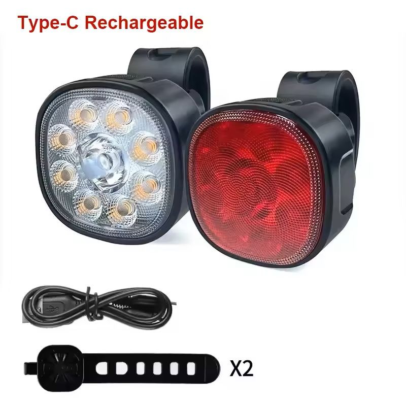 Bike Light Set USB Rechargeable Front and Rear LED Cycling Lights