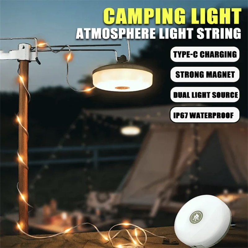 Solar Lights, Outdoor Camping Light, RGB Atmosphere Light, String Light Outdoor Tent, LED Flashlight With Hook