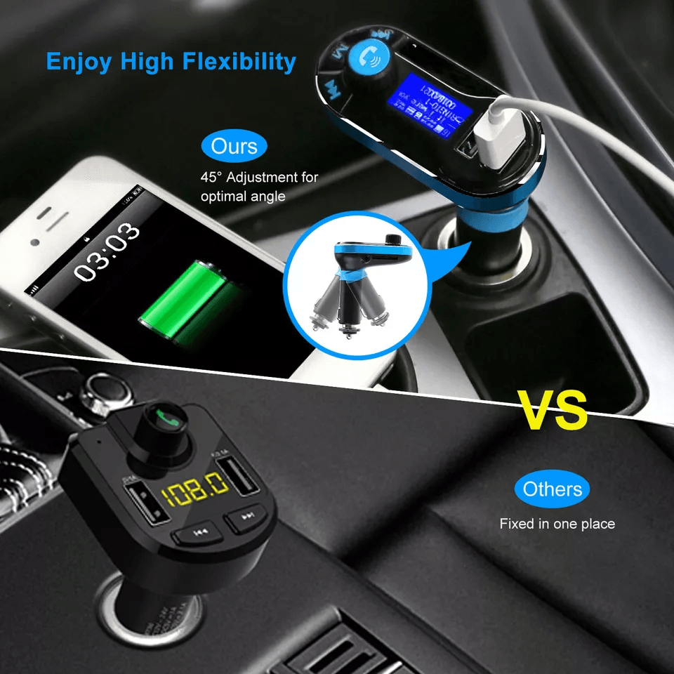Wireless Car Kit MP3 Player FM Transmitter with Dual USB Ports & Hands-Free Calling