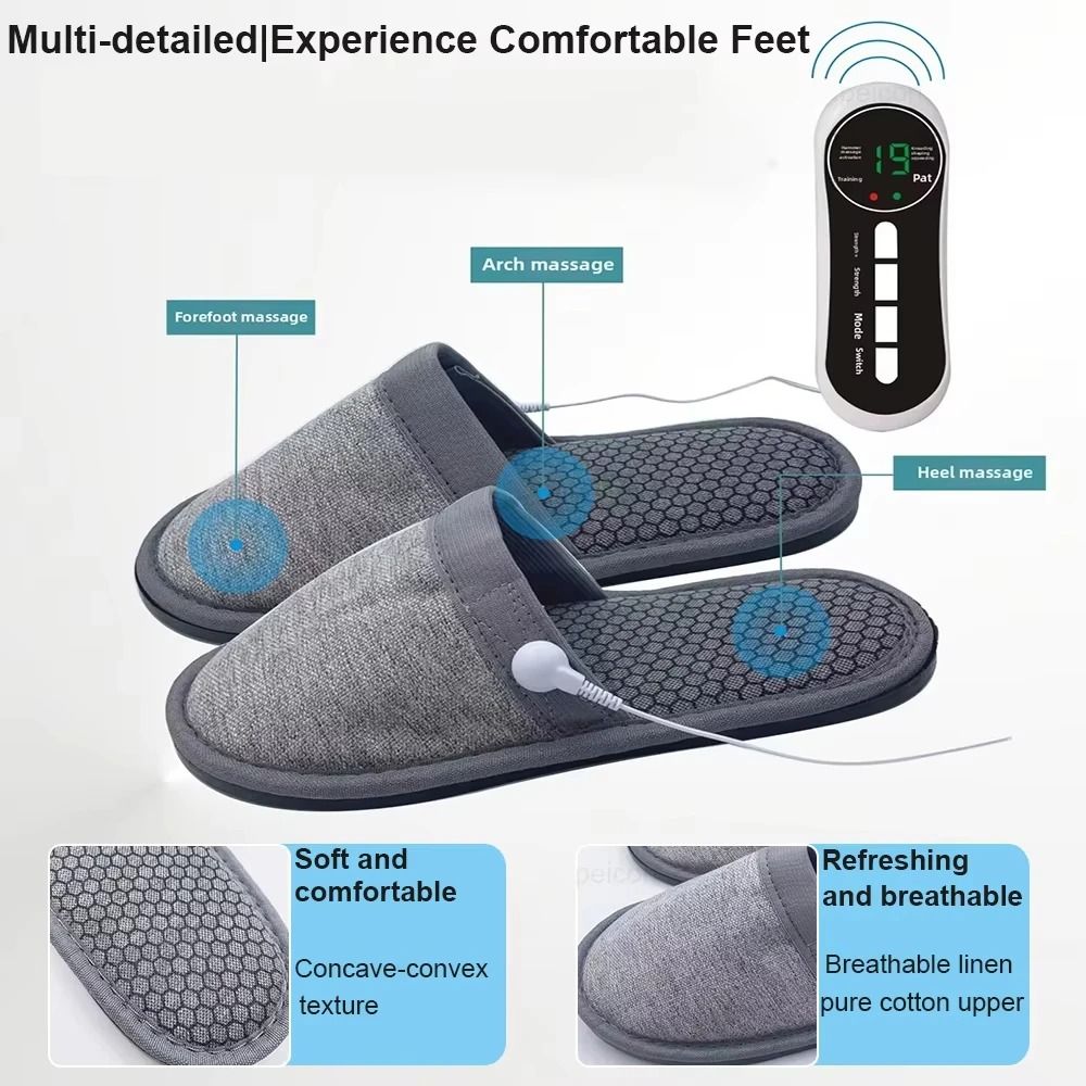 Electric EMS Foot Massager Slippers with Pulse Muscle Stimulation and Remote Control