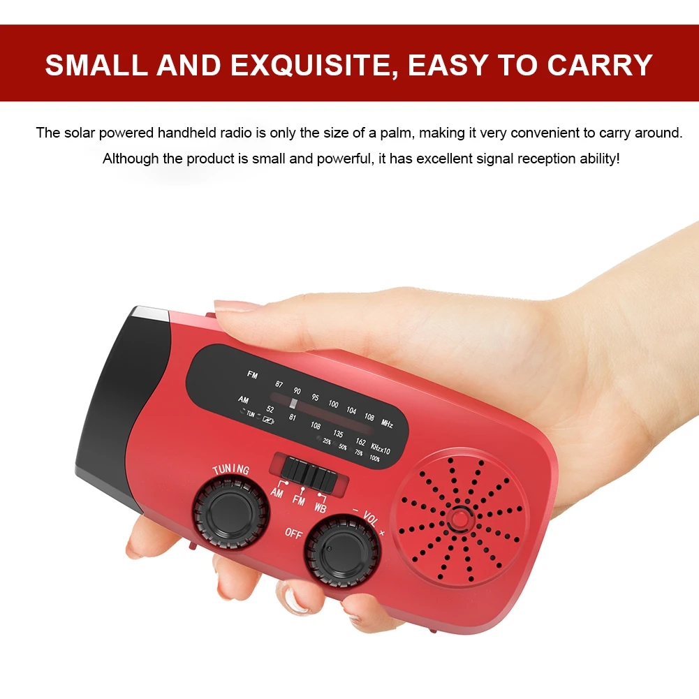 Solar Hand Crank Emergency Weather Radio with Flashlight & Power Bank