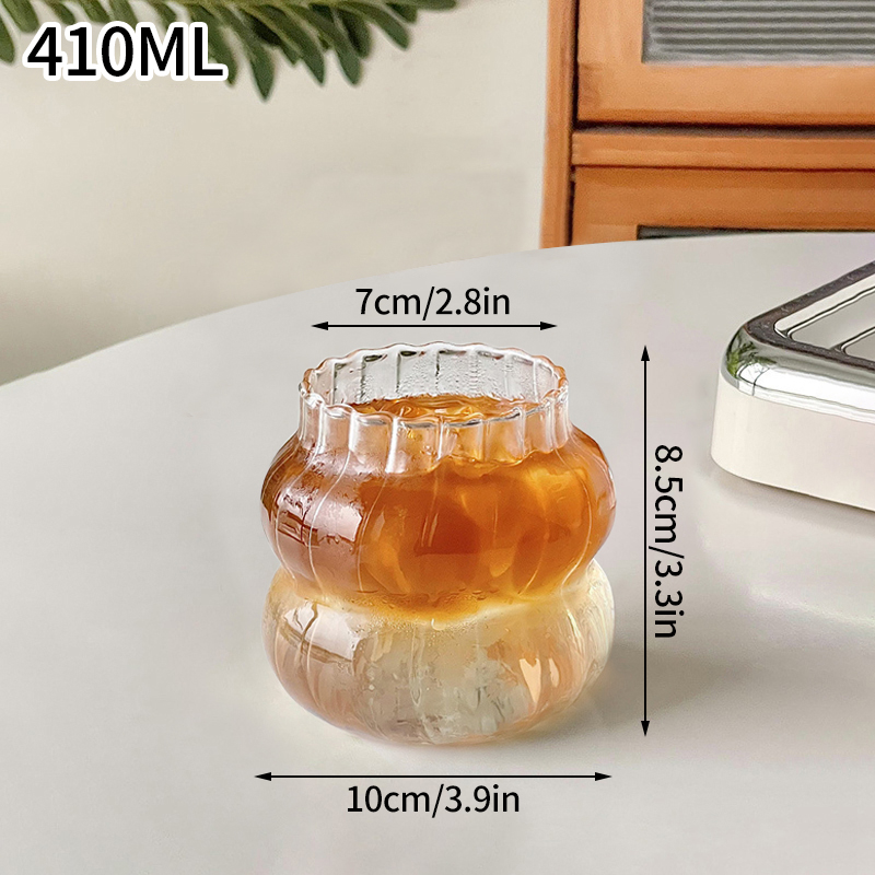 Creative Wave Shape Iced Coffee Tumbler Cup, Transparent Drinking Glass, Ripple Water Juice Milk Tea Mug