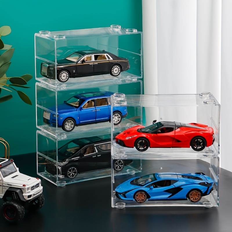 Car Model Display Box, Transparent Stackable Storage Rack for Diecast Cars Model Storage Cabinet with Clear View