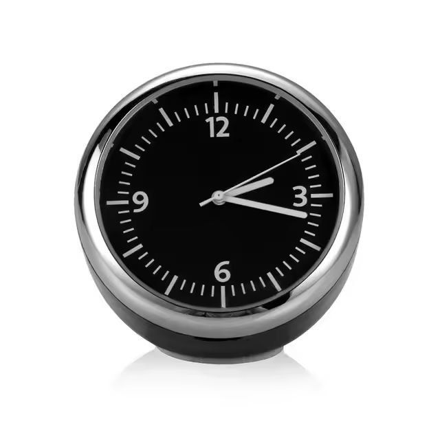 Compact Air-Vent Car Clock & Thermometer - Mini Quartz Clock and Hygrometer Gauge