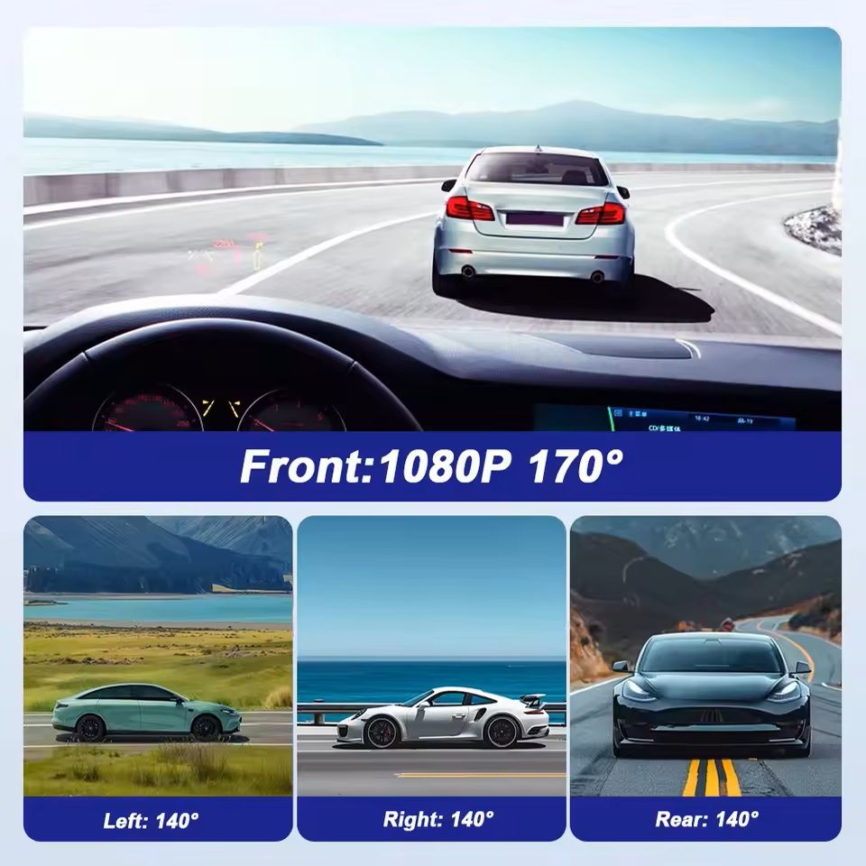 4-Channel 360 Degree WiFi Dash Cam with Night Vision and Parking Monitor