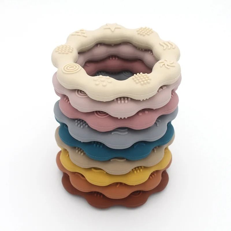 Multi-Textured Silicone Teether Ring – Sensory Tactile Cognition & Molar Toy