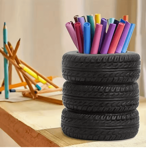 Tire-Shaped Pen Holder Creative Desk Organizer for Office & Study