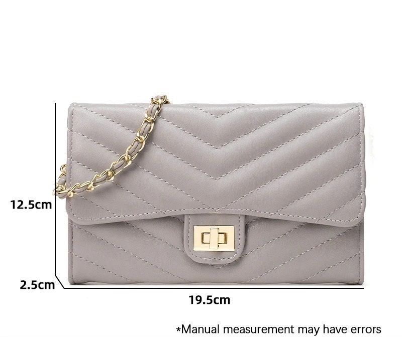 Fashionable V-Pattern Quilted Crossbody Chain Bag
