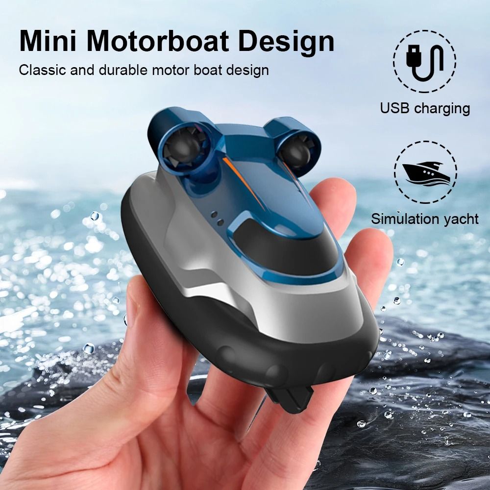 Mini RC Hovercraft Boat with LED Lights for High-Speed Water Racing