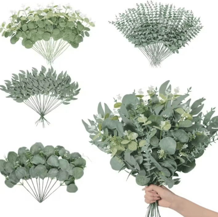 Artificial Eucalyptus Stems Bundle – Realistic Faux Eucalyptus Leaves for Home & Wedding Decor