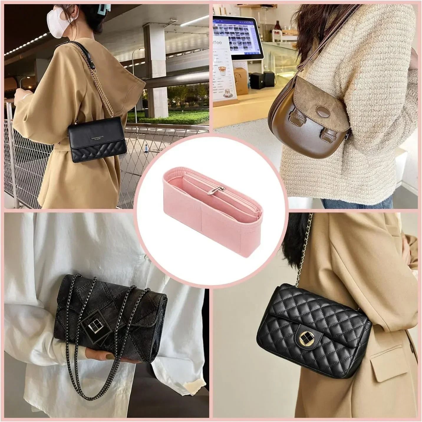 Mini Tote Bag Insert Organizer