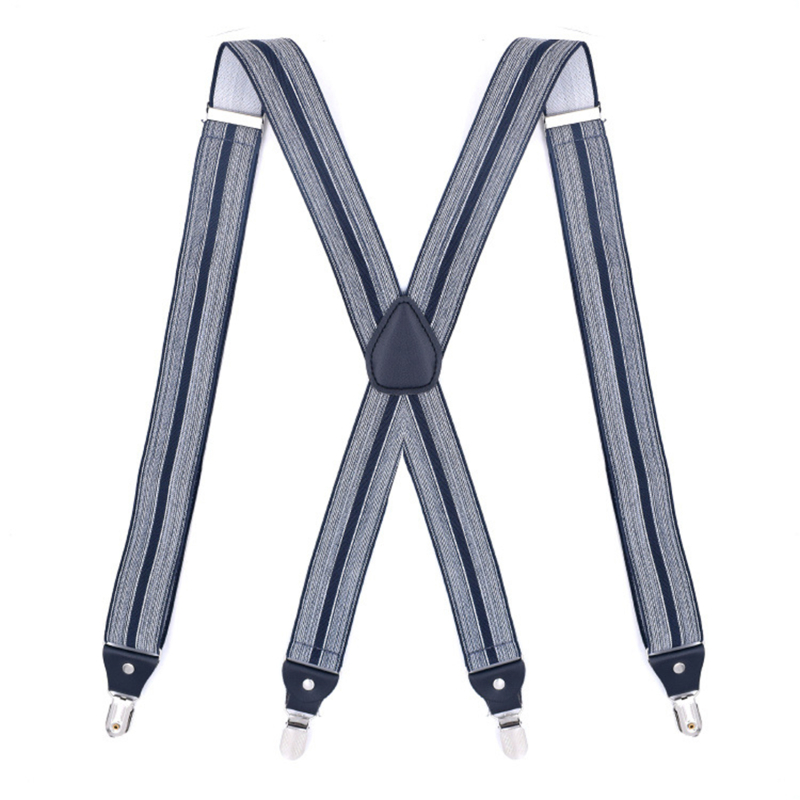 Heavy Duty Men's Suspenders – Adjustable Elastic X-Back Braces with Strong Clips