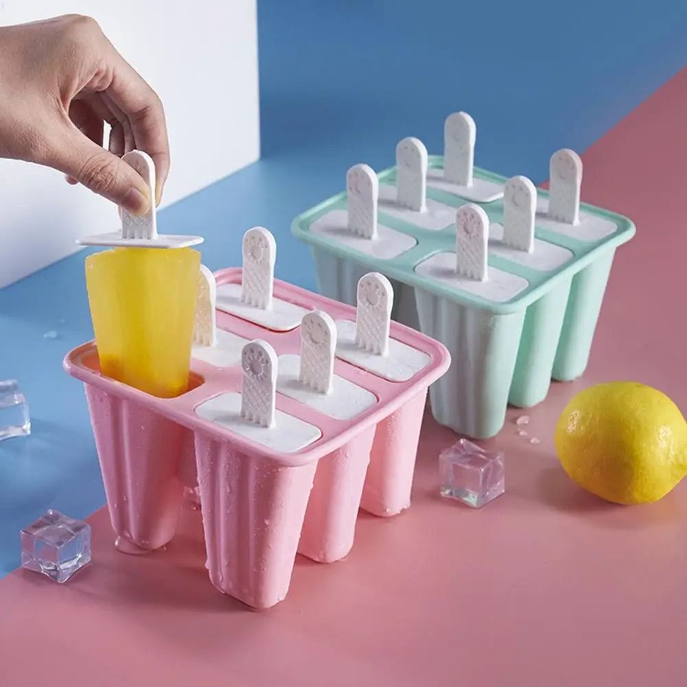 6 Grid Silicone Ice Cream Mold Reusable DIY Ice Cream Mold with Sticks