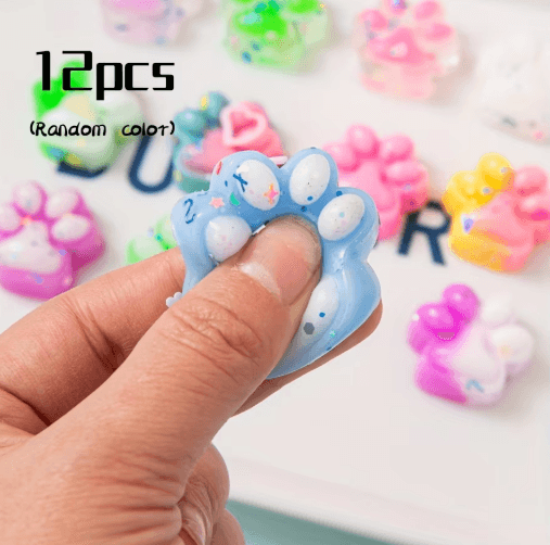 Mini Plush Cat Claw Toys – 12pcs Cute Squishy Stress Relief Party Pack