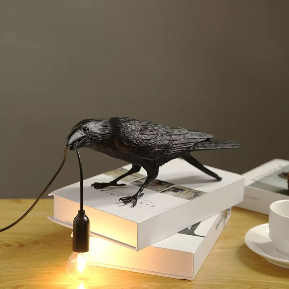 Stylish & Fun Black Raven Bird Crow Lamp